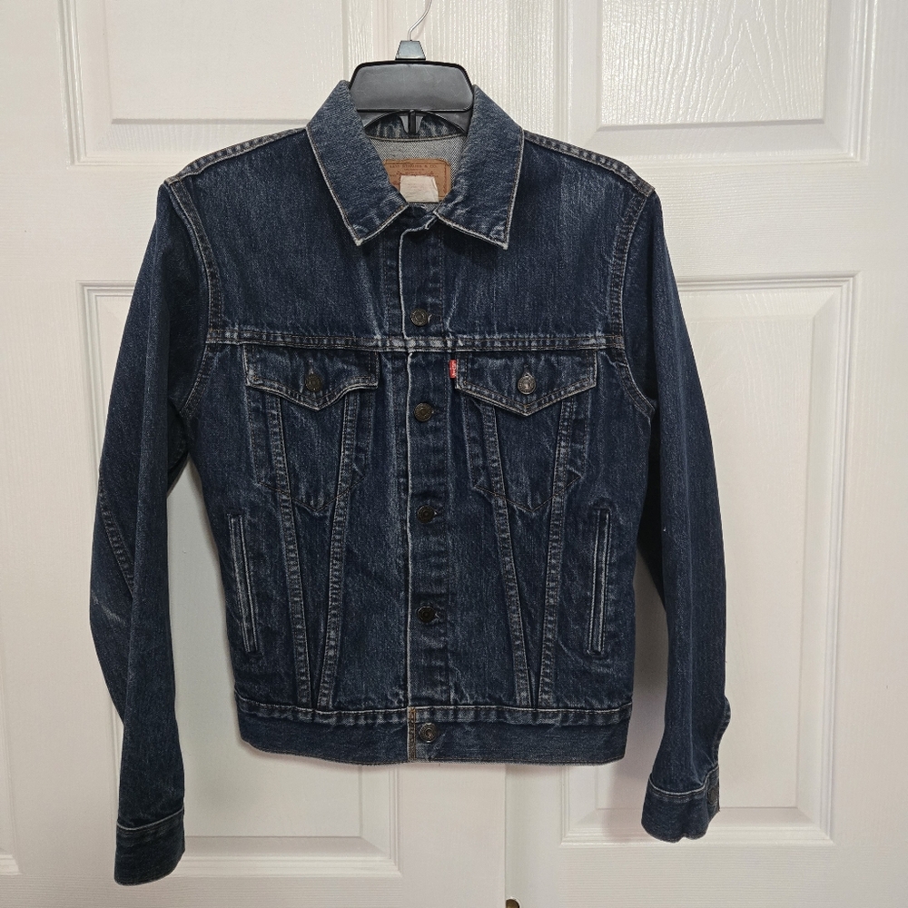 Levi's Men Blue Dark Wash Denim Jean Trucker Jacket